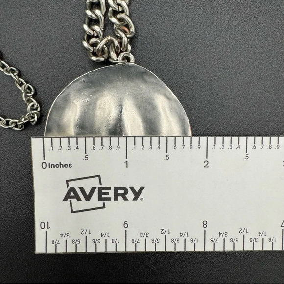 Large Textured Medal Pendant Necklace - Picture 6 of 9